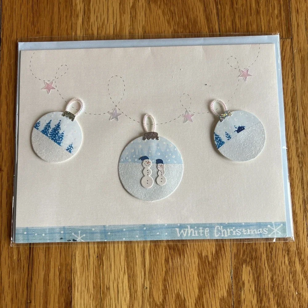 Burgoyne Fine Greeting Cards Holiday Christmas Card Sealed Santa Ornaments Snow‎
